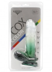 Gode ventouse réaliste Cox Color N°7 Transparent & vert L18cm detail