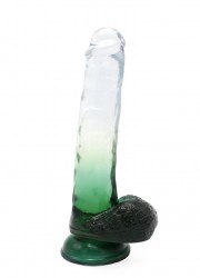 Gode ventouse réaliste Cox Color N°6 Transparent & vert L 22.5cm