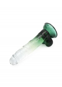 sophie libertine Gode ventouse réaliste Cox Color N°5 Transparent & vert L 20cm