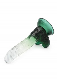 Sophielibertine Gode ventouse réaliste Cox Color N°2 Transparent & vert L 18.5cm