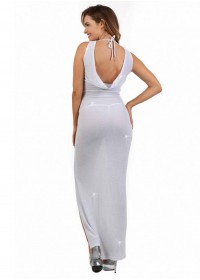 Robe longue Dos nu Fendue Arcalina - paillette blanche dos Spazm50460