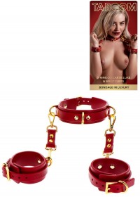 taboom Collier & menottes D-Ring Collar and Wrist Cuffs Bordeaux & Or