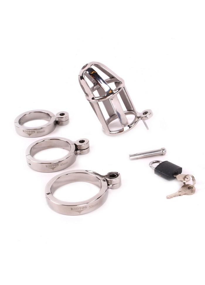 Cage de chasteté acier homme Kiotos 3 anneaux cockrings grande taille