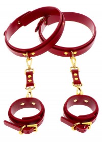 Taboom Menottes poignets & cuisses Wrist To Thigh Cuff Set Bordeaux & Or