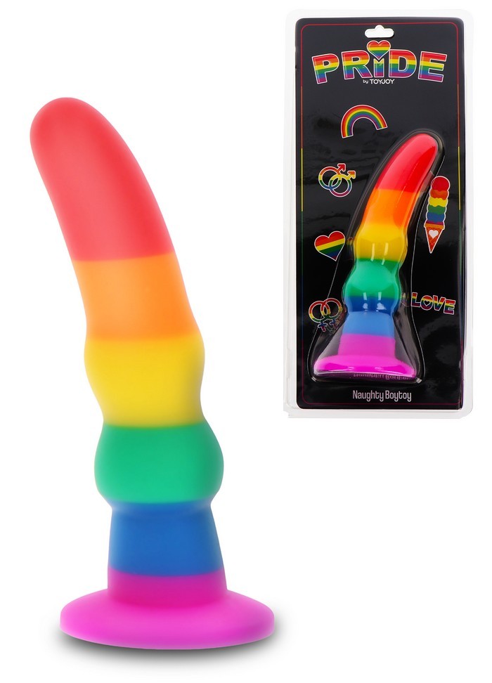 Gode ventouse Pride Naughty Boytoy Rainbow L18.50 cm