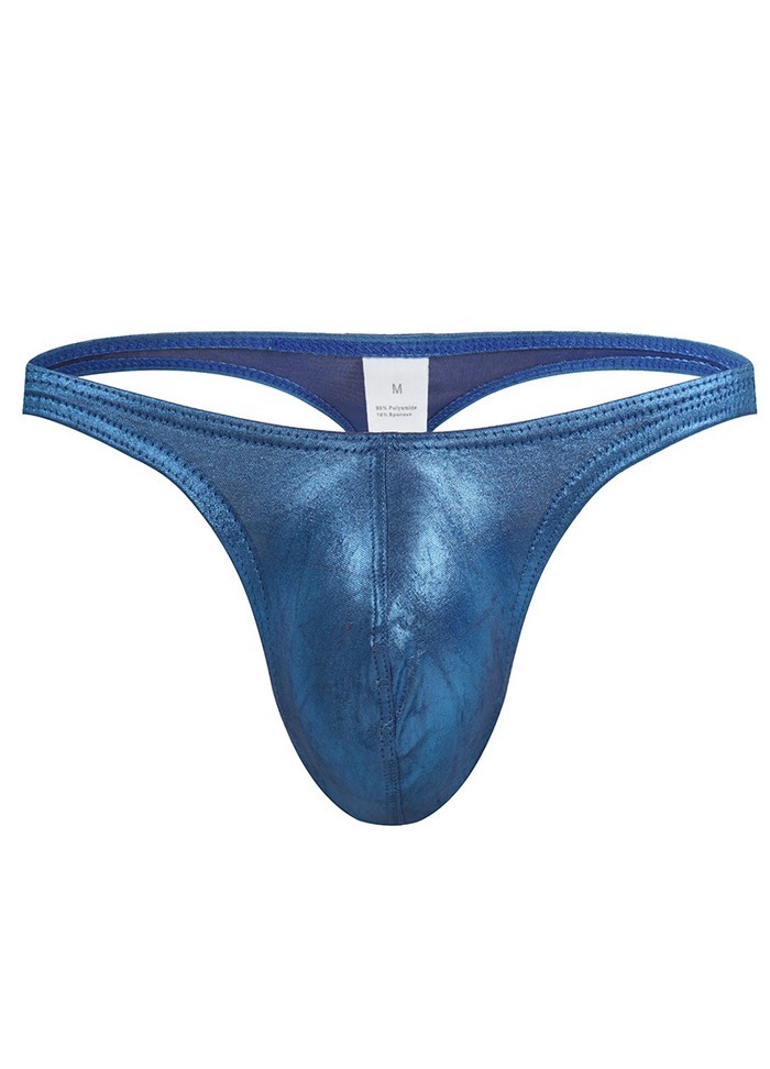 String sexy couleur bleu métallisé pour homme Sophie libertine lingerie coquine pas cher