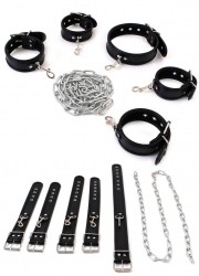 kit de 4 menottes et collier pour jeu bdsm attache restriction soumission
