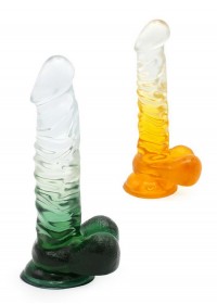 Gode ventouse réaliste Cox Color N°4 Transparent vert-jaune