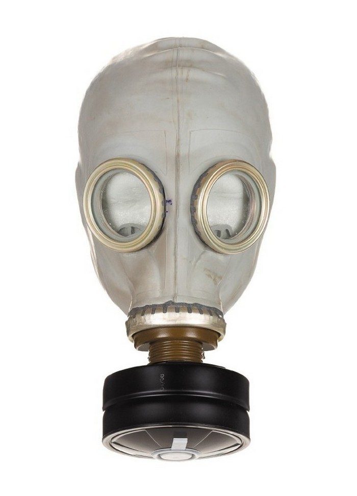 Masque à gaz Russe en caoutchouc gris avec filtre