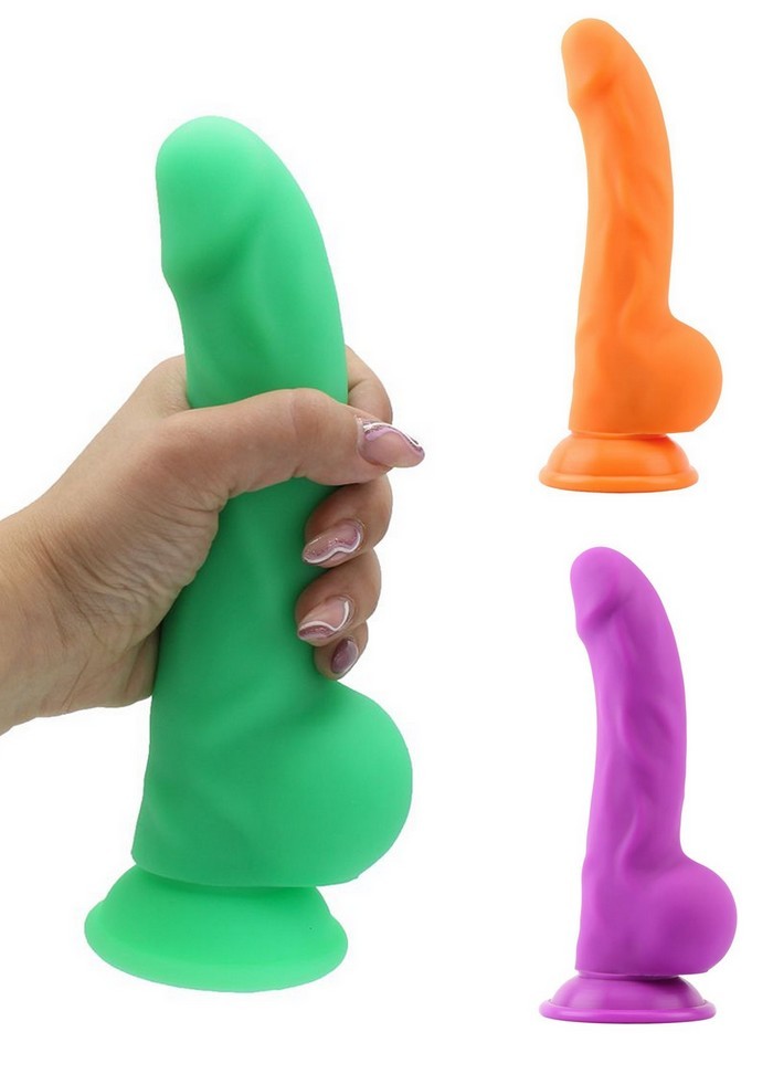 Gode ventouse Delux pure silicone N°01-vert-orange-violet