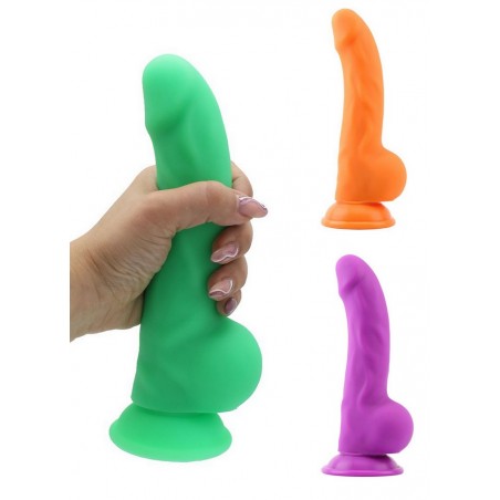 Gode ventouse Delux pure silicone N°01-vert-orange-violet