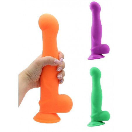 Gode ventouse Deluxe Pure silicone N°02 orange-vert-violet