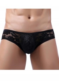 Slip homme dentelle transparente noir pas cher