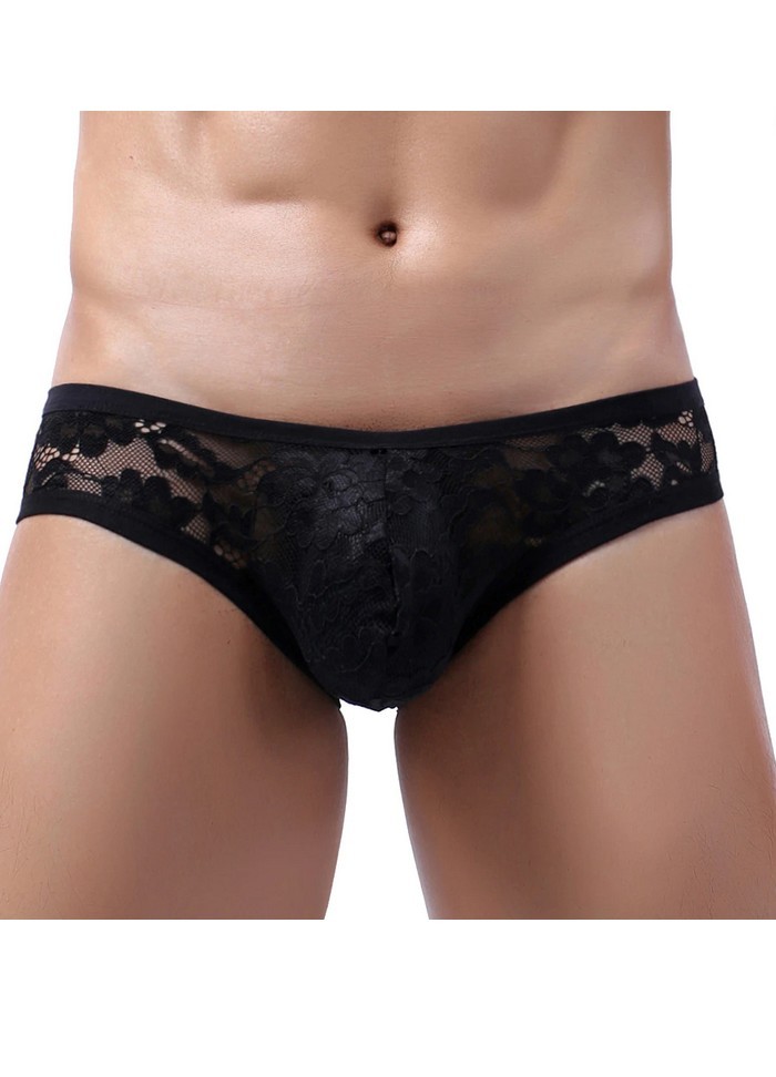Slip homme dentelle transparente noir pas cher