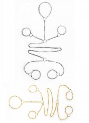 sophie libertine Collier + 4 Menottes ajustables reliés par une chaine acier or argent