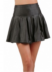 Spazm20734 Jupe courte plissée Wetlook noir