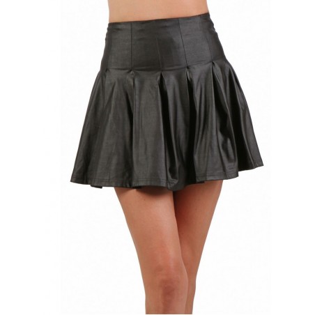 Spazm20734 Jupe courte plissée Wetlook noir