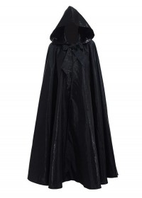 Sophie Libertine Vannes cape a capuche en satin fin noir