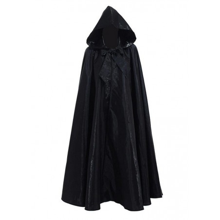 Sophie Libertine Vannes cape a capuche en satin fin noir