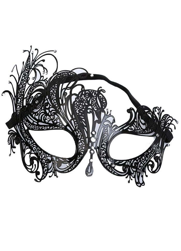 Masque vénitien en métal noir Carrila