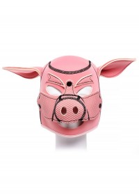 Cagoule masque cochon néoprène Pink Pig BDSM Hood rose