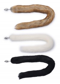 Plug anal M 3.3cm Longue queue de renard 70 cm noir-roux-blanc
