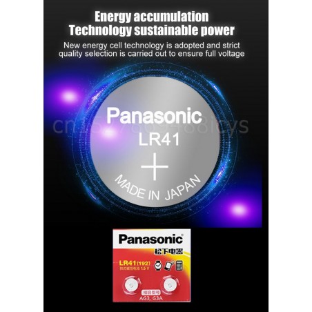 Piles bouton Panasonic- LR41 - 1.5 volt  par 2 pas cher
