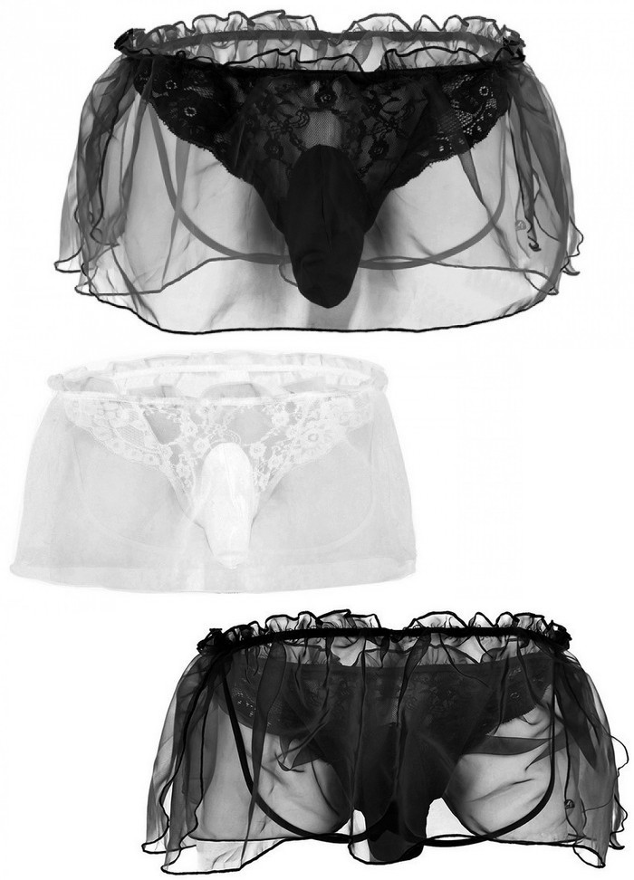 String jupette homme travesti BabyDoll tulle noir ou blanc