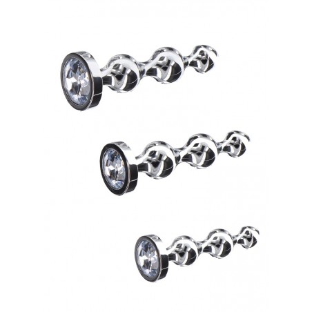 Plug anal boules en aluminium Diamond Star Beads - 3 tailles