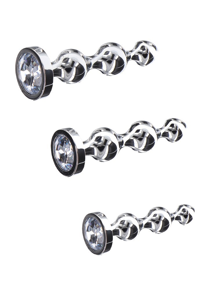 Plug anal boules en aluminium Diamond Star Beads - 3 tailles