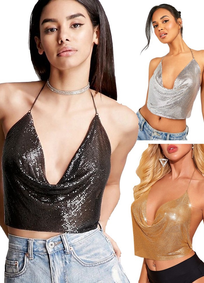 Top sexy pour femme en metal noir doré ou argenté Sophie Libertine Vannes sexshop