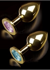 Plug anal Bijou Jewellery in Gold - Large rose-bleu