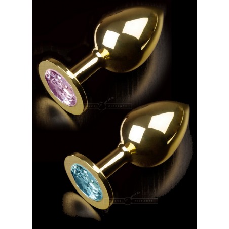 Plug anal Bijou Jewellery in Gold - Large rose-bleu
