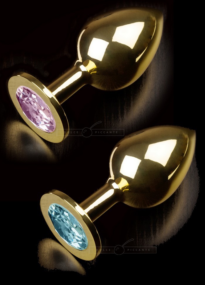 Plug anal Bijou Jewellery in Gold - Large rose-bleu