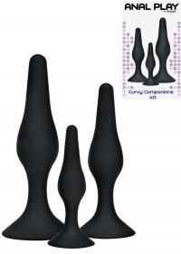 Coffret 3 plugs anal Curvy companions set silicone noir sophie libertine