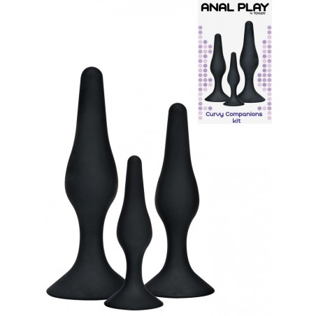 Coffret 3 plugs anal Curvy companions set silicone noir sophie libertine