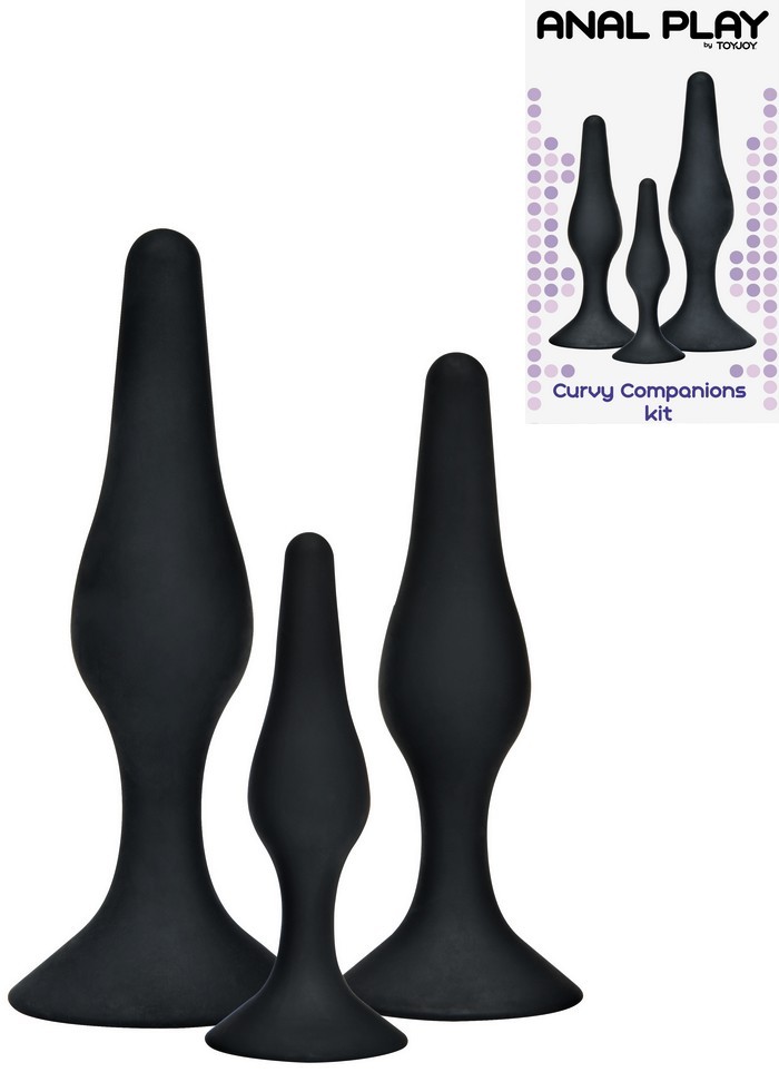 Coffret 3 plugs anal Curvy companions set silicone noir sophie libertine