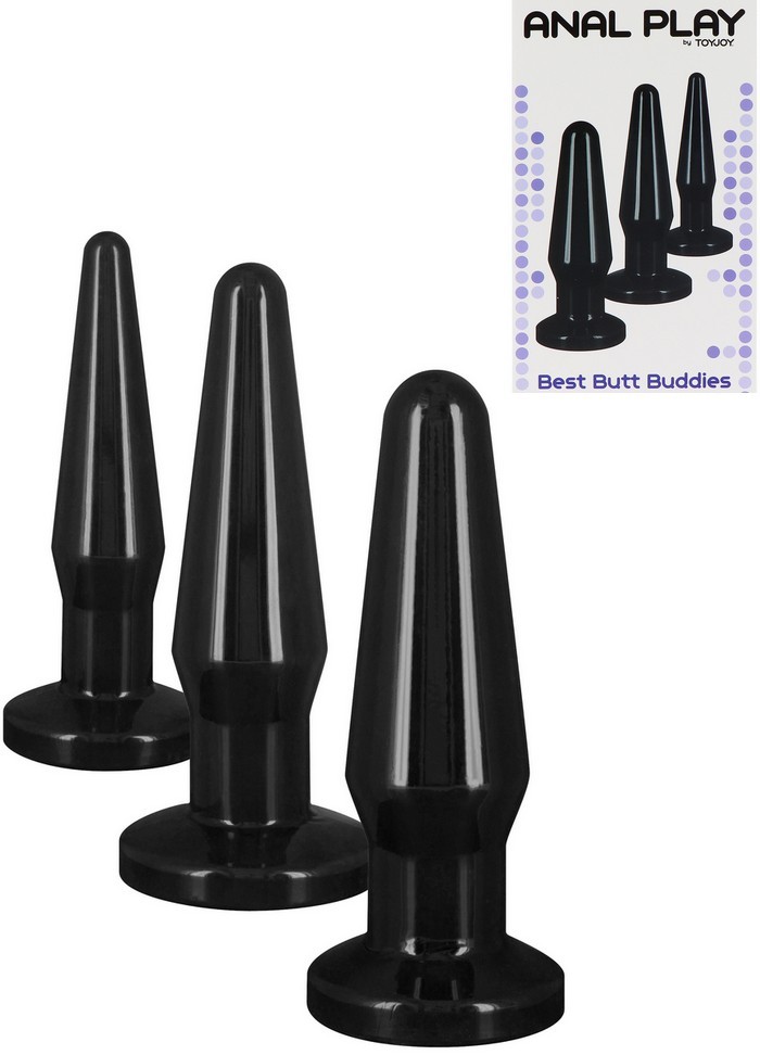 Coffret 3 plugs anal Best Butt Buddies PVC noir sophie libertine