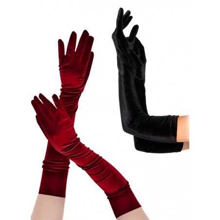 Gants longs en velours noir ou rouge bordeaux pas cher en vente chez Sophie Libertine Vannes