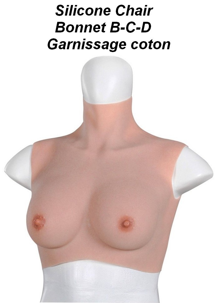 Bustier Travesti silicone extensible Prothèse seins Coton Bonnets B, C, D - Chair