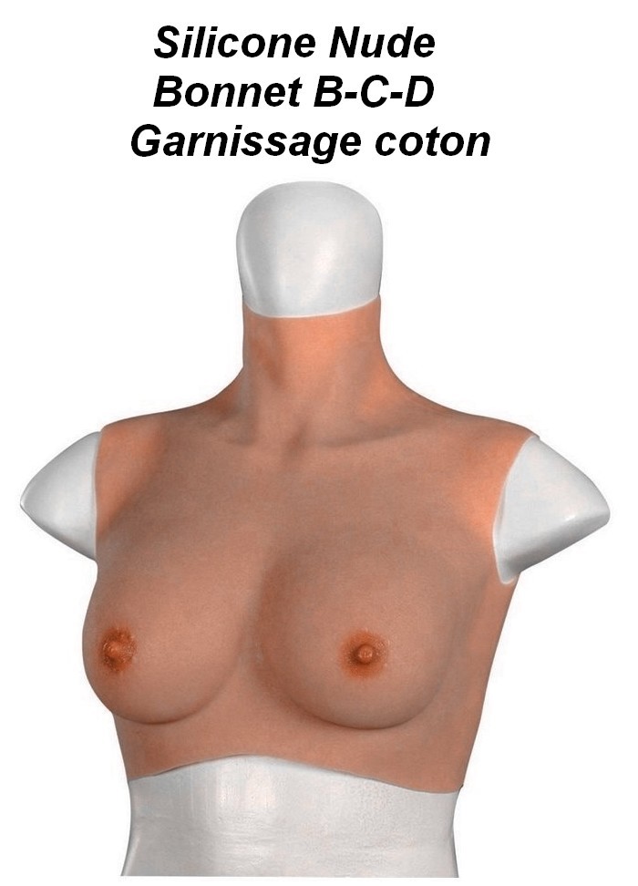 Bustier Travesti silicone nude extensible Prothèse seins Coton Bonnets B, C, D -sophie libertine