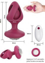 Plug anal bijou vibrant Rechargeable Télécommandé en silicone dimension