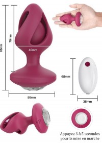 Plug anal bijou vibrant Rechargeable Télécommandé en silicone dimension