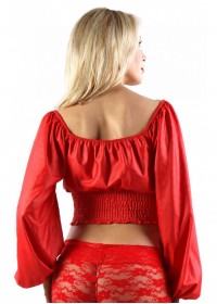 top sexy pour femme en wetlook rouge à manches longues bouffante sophie libertine vannes