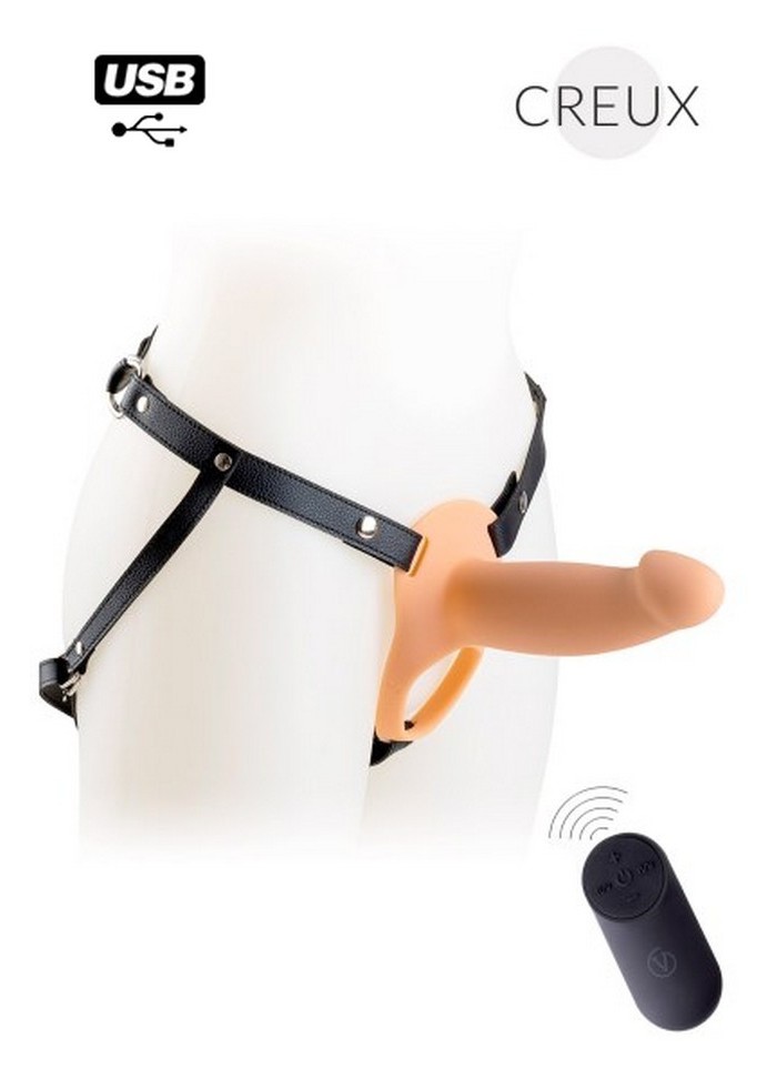 Gode ceinture homme prothèse creuse Hollow Strap H4 taille L vibrant & rechargeable