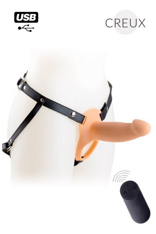 Gode ceinture homme prothèse creuse Hollow Strap H4 taille L vibrant & rechargeable