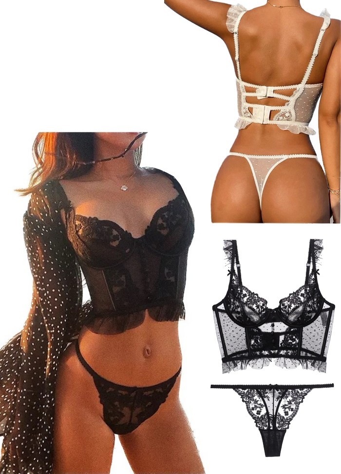 Lingerie sexy pour femme soutien gorge bustier avec string Sophie Libertine Vannes