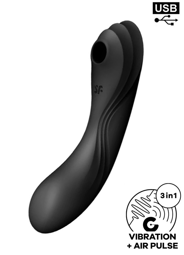 Satisfyer curvy trinity 4 qui vibre et aspire avec une partie externe et une partie pénétrante