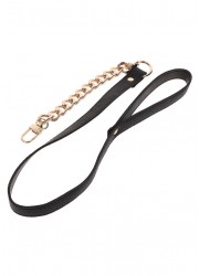 Laisse Statement Leash Aspect cuir noir & Maillon metal doré