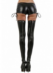 Bas sexy pour femme en wetlook noir porte-jarretelles Sophie Libertine